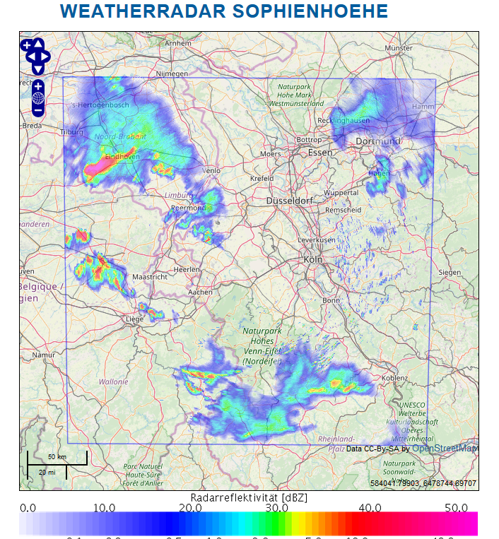 Wetterradar am 10.03.2019: Sturmtief Eberhard